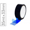 Ruban adhesif q-connect de securite bleu rouleau 35mx33mm