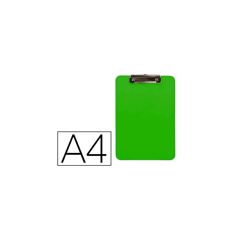 Porte-bloc q-connect plastique rigide epaisseur 2,5mm a4 210x297mm pince metallique coloris vert