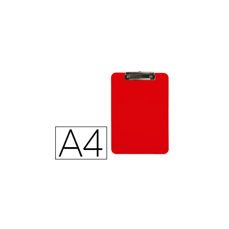 Porte-bloc q-connect plastique rigide epaisseur 2.5mm a4 210x297mm pince metallique coloris rouge