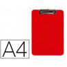 Porte-bloc q-connect plastique rigide epaisseur 2.5mm a4 210x297mm pince metallique coloris rouge