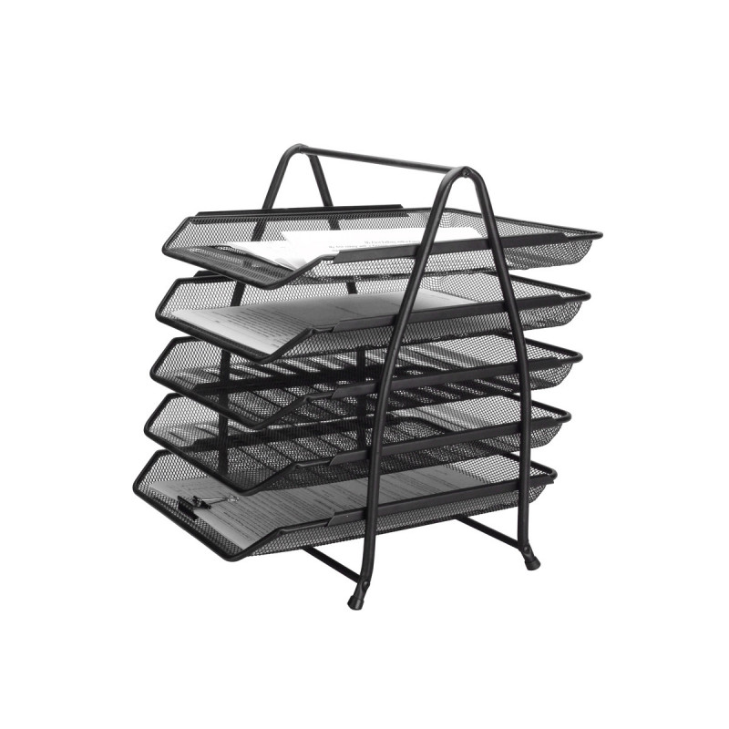 Corbeilles courrier q-connect maille metallique documents a4 350x275x375 mm coloris noir - set 5 un
