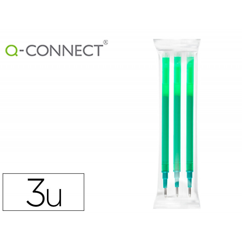 Recharge roller q-connect encre effacable couleur vert set de 3u