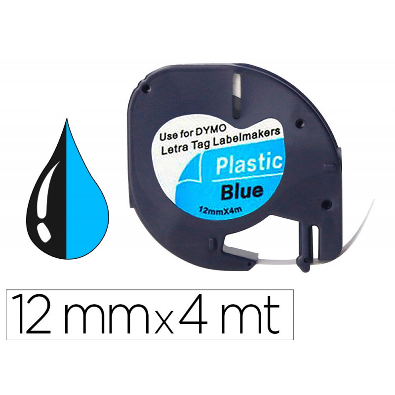 Ruban titreuse q-connect 12mm x 4 mt noir-bleu letratag 091205