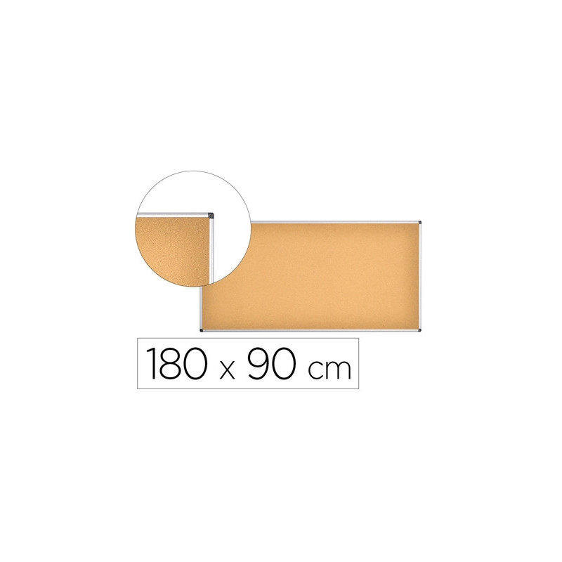 Tableau liege q-connect mural cadre aluminium resistance humidite accessoires fixation mur 1mm epaisseur 180x90cm