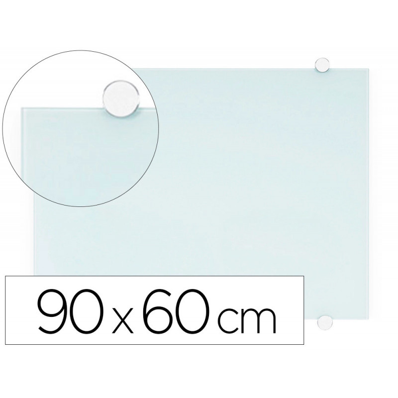Tableau verre q-connect magnetique 90x60cm inclus 2 aimants 1 marqueur effacable 1 brosse kit fixation kf11313