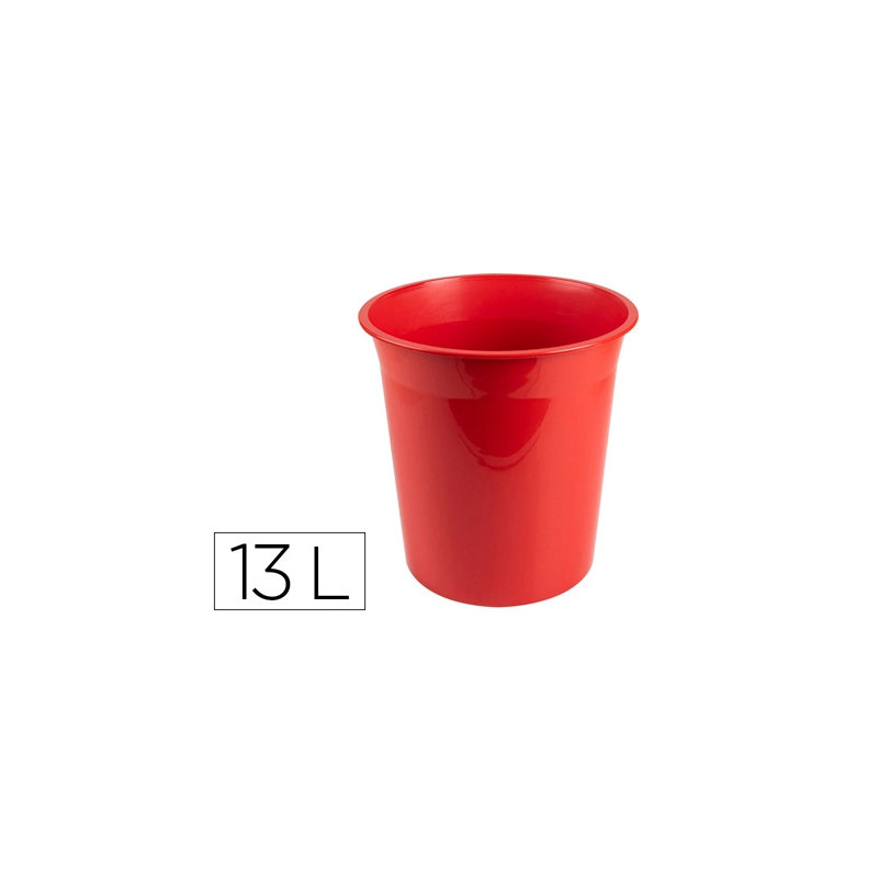Corbeille papier q-connect plastique resistant 13l 275x285mm coloris rouge opaque