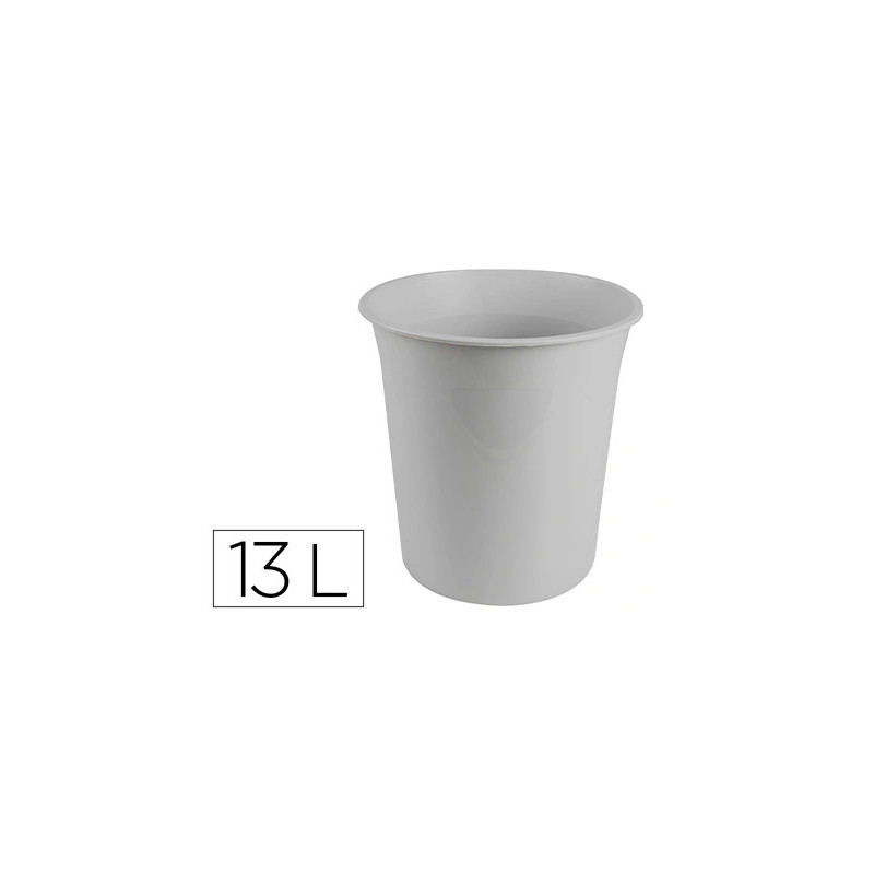 Corbeille papier q-connect plastique resistant 13l 275x285mm coloris gris opaque