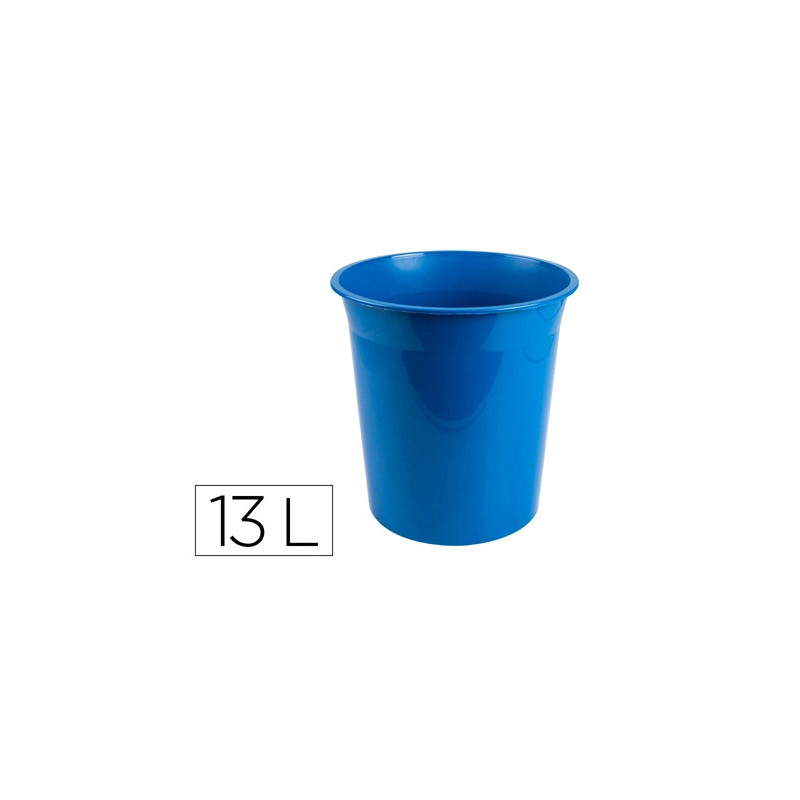 Corbeille papier q-connect plastique resistant 13l 275x285mm coloris bleu opaque