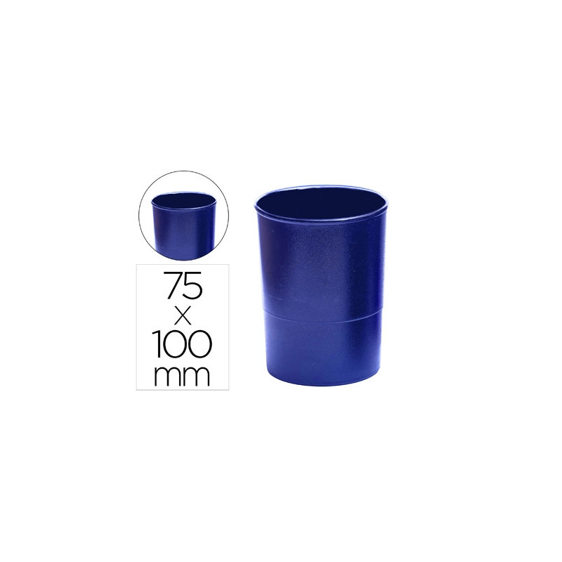 Pot a crayons q-connect plastique hauteur 100mm diametre 75mm coloris bleu opaque