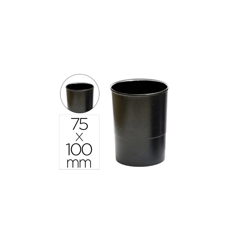 Pot a crayons q-connect plastique hauteur 100mm diamètre 75mm coloris noir opaque
