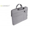 Sacoche ordinateur q-connect poignees amovibles fermeture eclair compartiments exterieurs 39x28x2cm gris clair