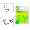 Bloc notes q-connect 76x76mm 50f semi-transparentes adhesives repositionables coloris jaune fluo