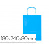Sac papier q-connect cellulose xs anse torsadee 180x240x80mm coloris bleu ciel
