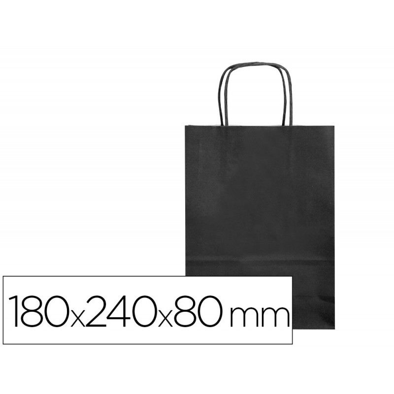 Sac papier q-connect cellulose xs anse torsadee 180x240x80mm coloris noir