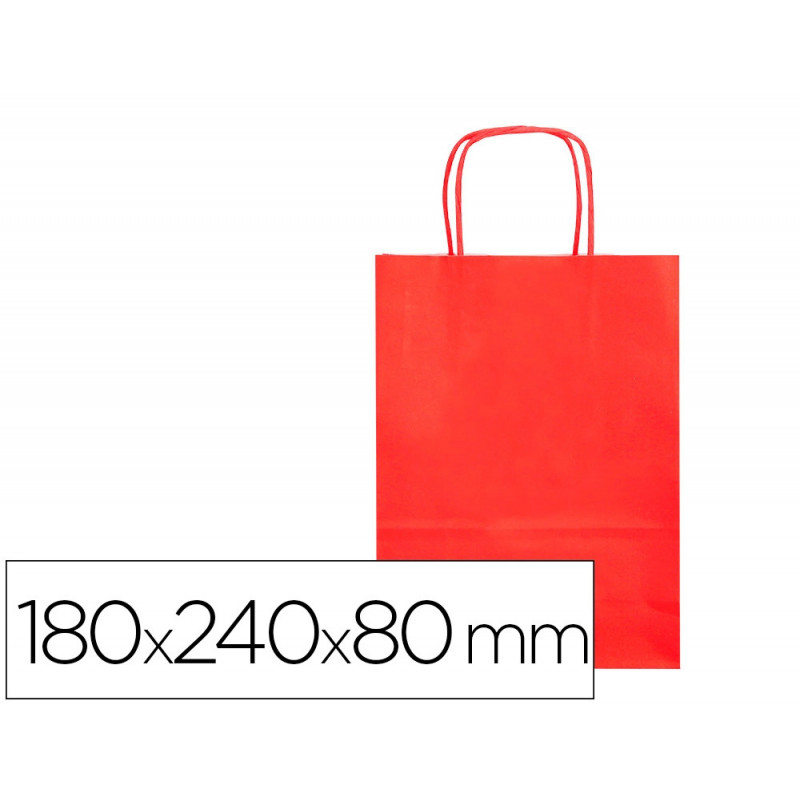 Sac papier q-connect cellulose xs anse torsadee 180x240x80mm coloris rouge