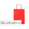 Sac papier q-connect cellulose xs anse torsadee 180x240x80mm coloris rouge