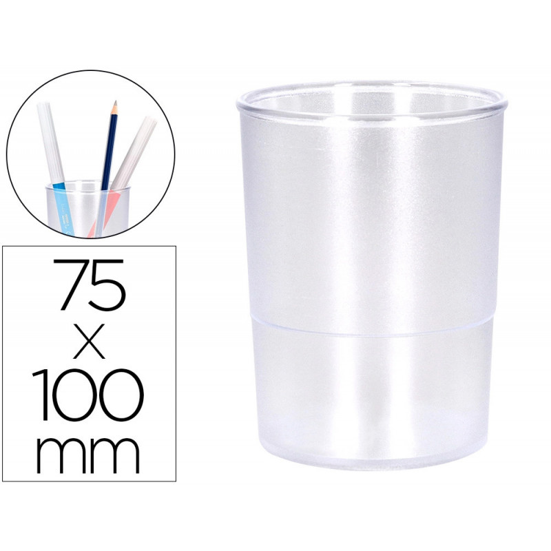Pot a crayons q-connect plastique diametre 75mm hauteur 100mm coloris transparent