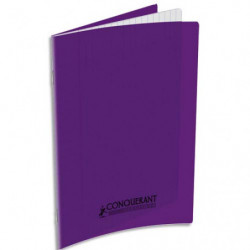CONQUERANT C9 Cahier piqûre 17x22cm 32 pages 90g grands carreaux Seyès. Couverture polypropylène Violet