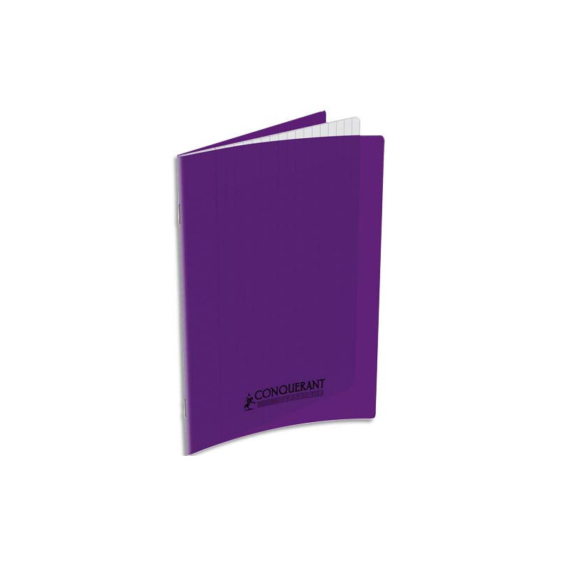 CONQUERANT C9 Cahier piqûre 17x22cm 32 pages 90g grands carreaux Seyès. Couverture polypropylène Violet
