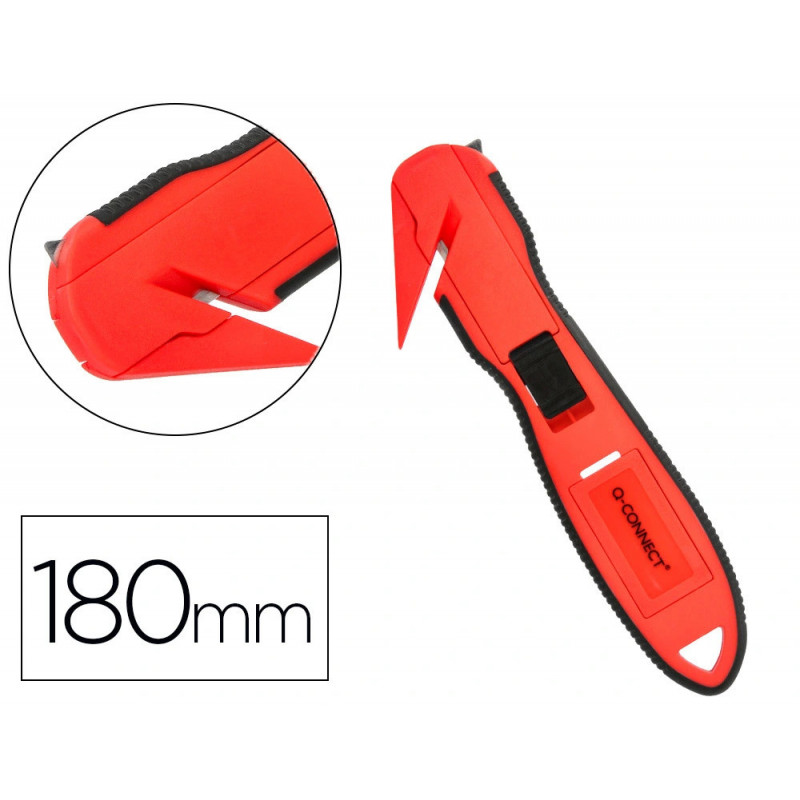 Cutter de securite xd-g03 q-connect en plastique et gomme avec ergot en metal lamefixe protegee