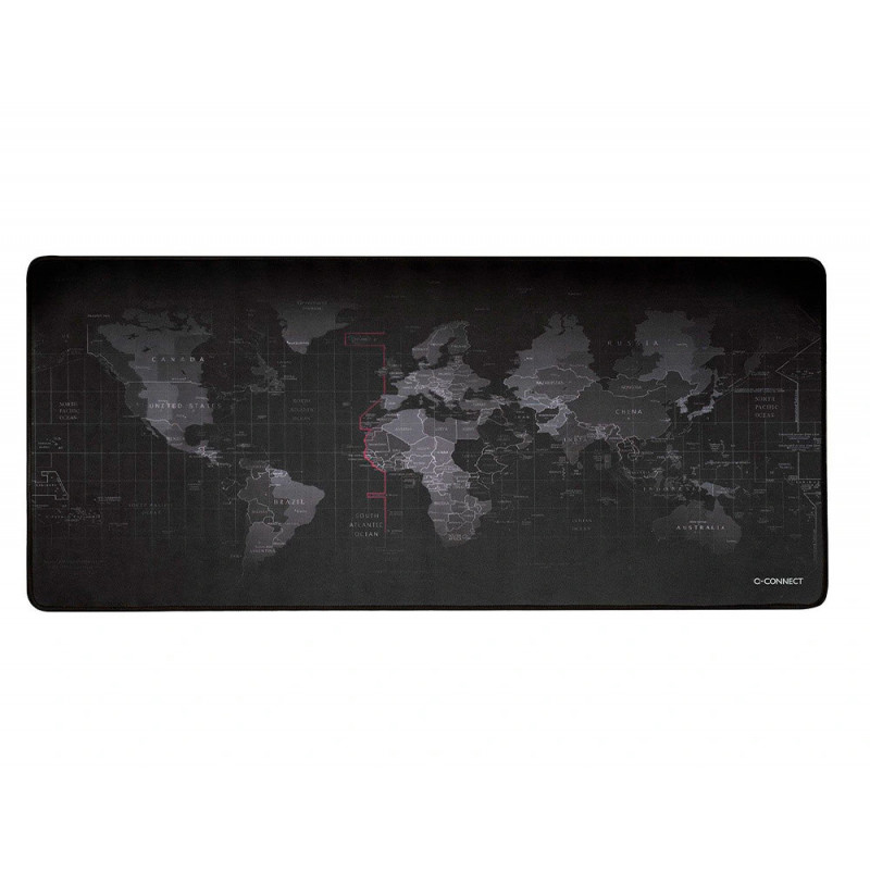 Tapis souris q-connect xxl 900x400mm coloris noir avec design carte du monde