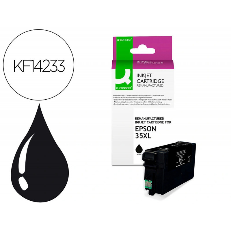 Cartouche q-connect jet d'encre compatible epson 35xl 2600p couleur noir
