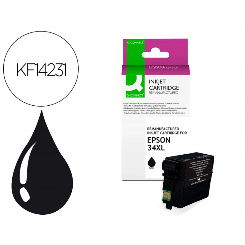 Cartouche q-connect jet d'encre compatible epson 34xl 1100p couleur noir
