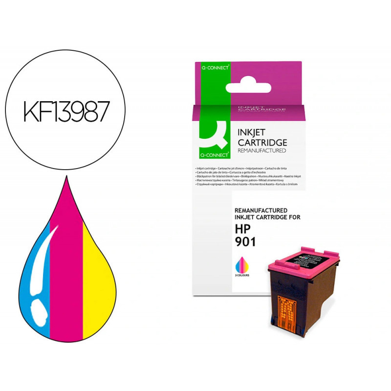 Cartouche q-connect jet d'encre compatible hp 901 400p couleur cyan/magenta/jaune