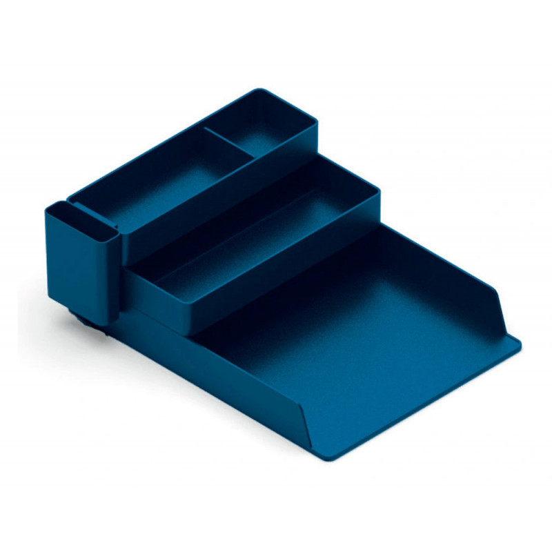 Bac rangement q-connect plastique 4 compartiments coloris bleu