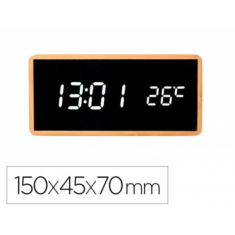 Horloge de bureau q-connect numerique avec temperature dimensions 150x45x70mm