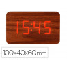 Horloge de bureau q-connect numerique finition bois lumiere rouge dimensions 100x40x60mm