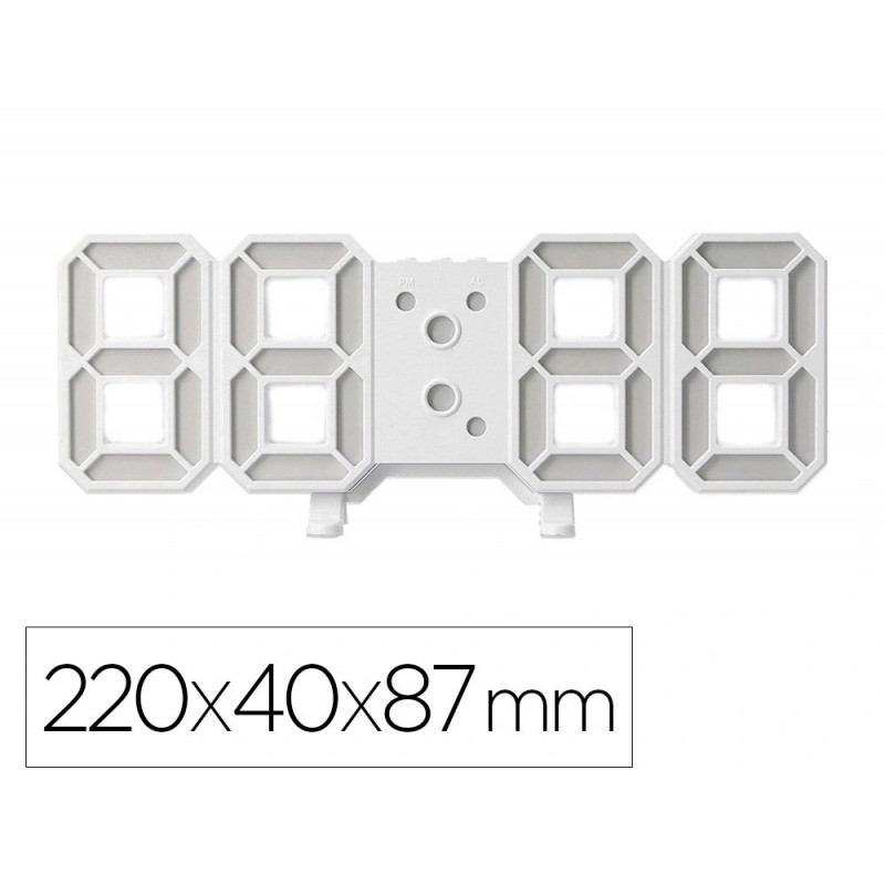 Horloge murale q-connect numerique avec temperature 3 alarmes et controle sonore dimensions 220x40x87mm