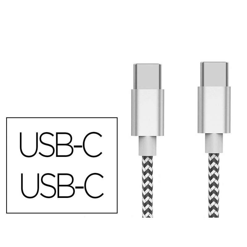 Cable q-connect usb-c vers usb-c nylon longueur 1m coloris blanc