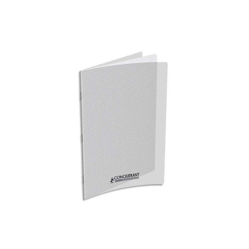 CONQUERANT C9 Cahier piqûre 24x32cm 48 pages 90g quadrillé 5x5. Couverture polypropylène incolore