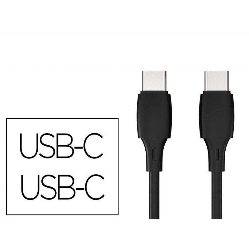 Cable q-connect usb-c vers usb-c pvc longueur 1m coloris noir