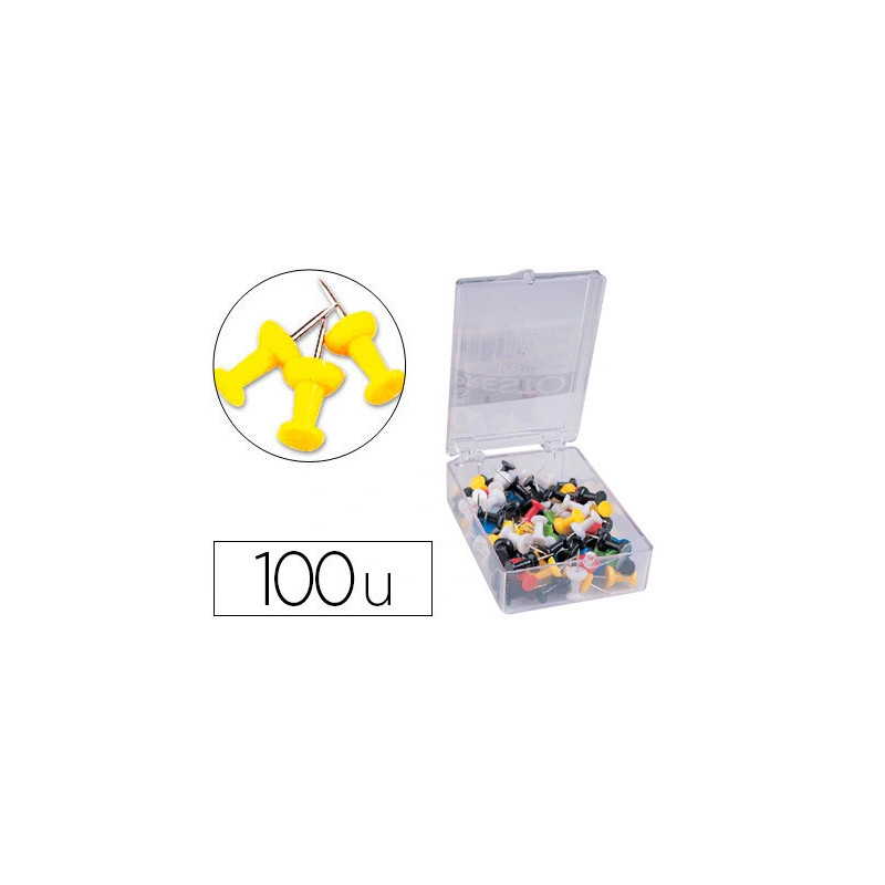 Punaise q-connect épingle mémo coloris jaune boîte 100 unités