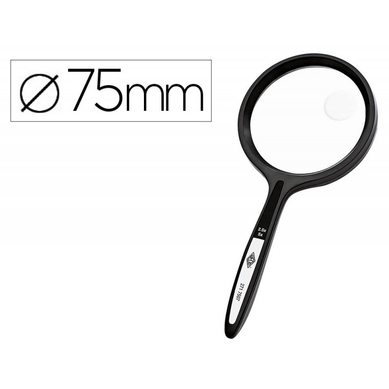 Loupe q-connect bifocale en verre diam. 75mm poignee courbee coloris noir