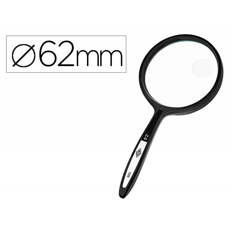 Loupe q-connect bifocale en verre diam. 62mm poignee courbee coloris noir