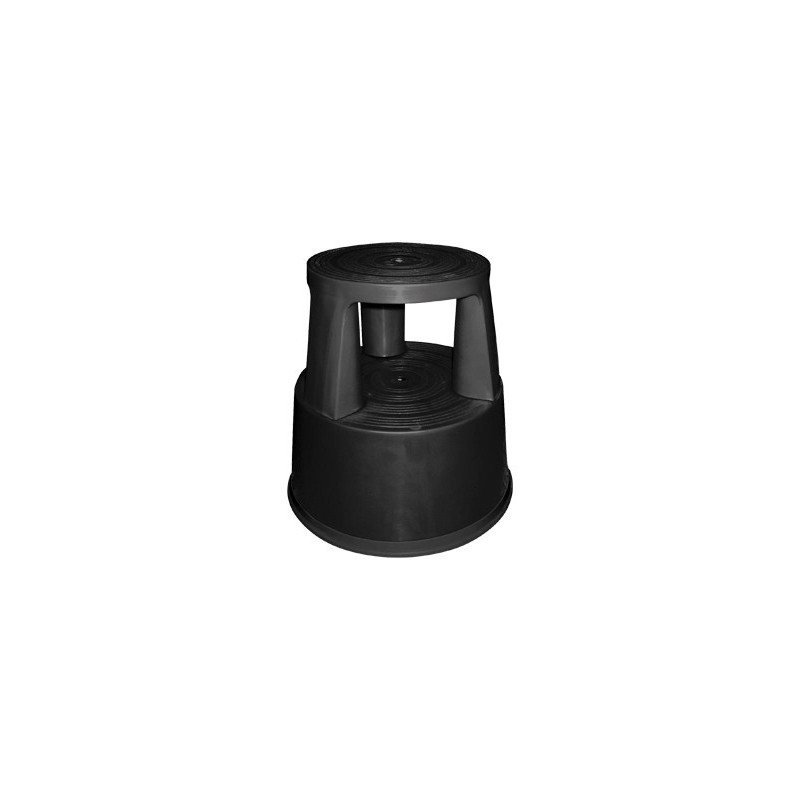 Tabouret q-connect plastique roues caoutchouc rétractables 2 niveaux base 44cm hauteur 43cm poids 2.9kg coloris noir