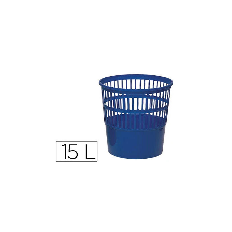 Corbeille à papier q-connect ajourée polystyrène souple et très résistant 15l coloris bleu
