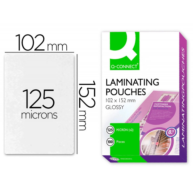 Pochette plastification q-connect à chaud économique format 102x152mm 125 microns boîte 100 unités