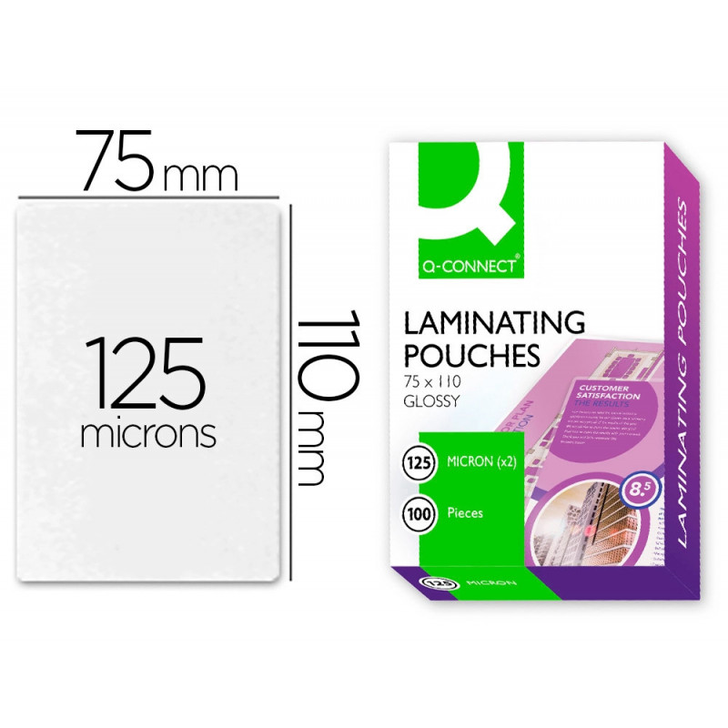 Pochette plastification q-connect à chaud économique format 110x75mm 125 microns boîte 100 unités
