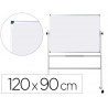 Tableau blanc q-connect à roulettes mélaminé double face pivotant cadre aluminium surface laquée ample auget 120x90cm