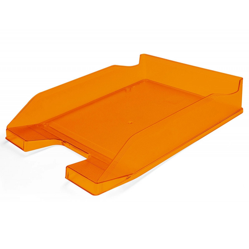 Corbeille à courrier q-connectpolypropylène documents a4+ 240x320mm empilable 350x255x65mm coloris orange transparent
