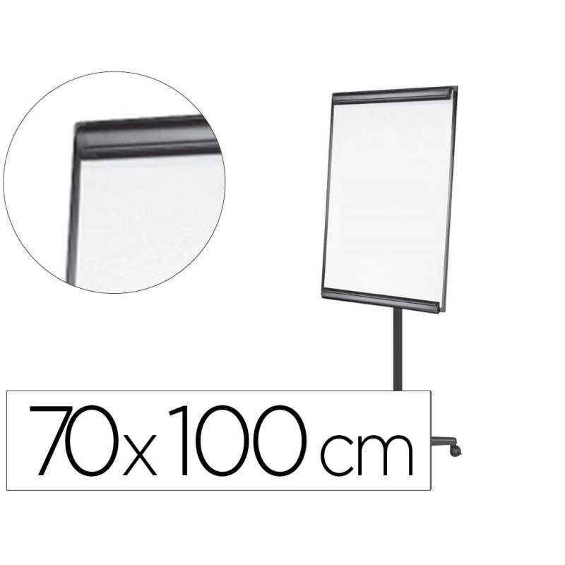 Chevalet conférence q-connect tableau magnétique 70x100cm cadre aluminium pince bloc papier auget porte-marqueurs roues