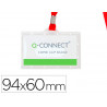 Badge q-connect lacet rouge plastique rigide congrès foires entreprises intérieur carte blanche rouge 94x60mm