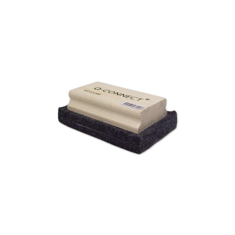 Brosse effaceur q-connect tableau vert/tableau blanc poignée en bois base feutrine 11x7cm