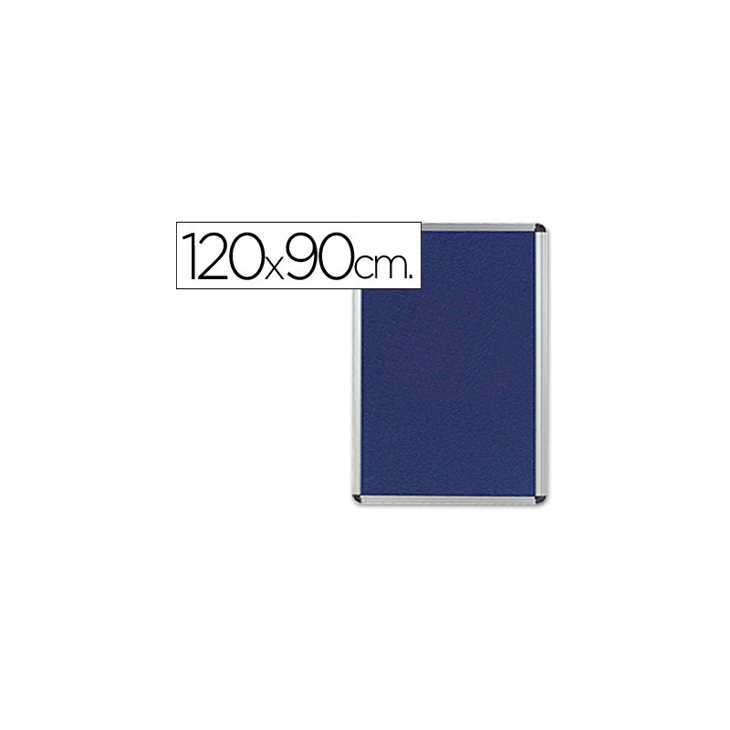Tableau q-connect affichage mural cadre aluminium feutrine fond bleu accessoires fixation inclus 120x90x3cm