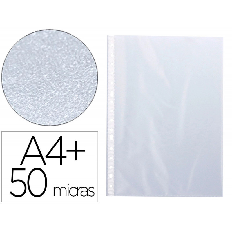 Pochette q-connect polypropylene graine perforee folio 50 mc sachet 10 unites