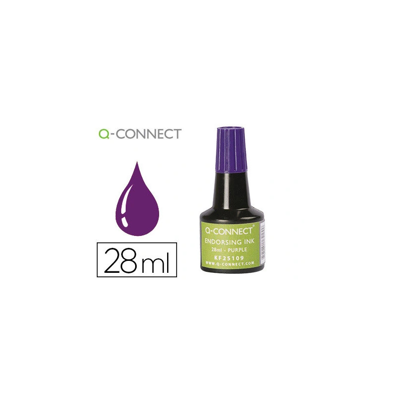Encre à tampons q-connect pour feutre ou mousse coloris violet flacon 28ml